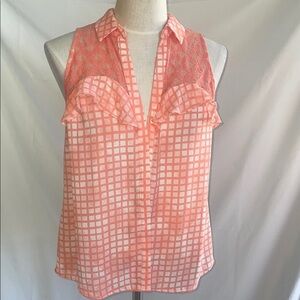 Women's pink/orangish and white size L Sleeveless Top